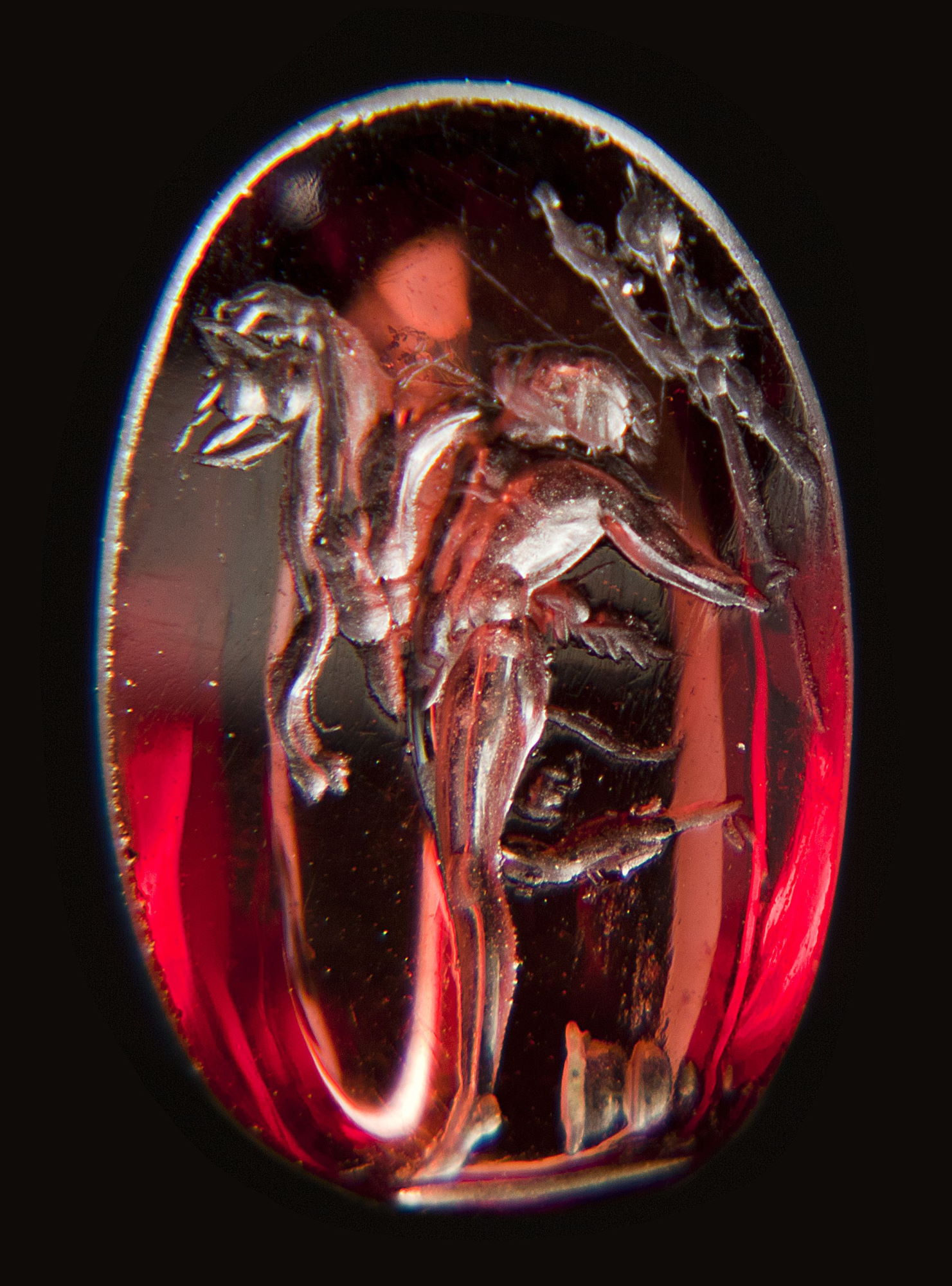 Intaille montrant un danseur bachique © Site et Musée romains d'Avenches, photo NVP3D