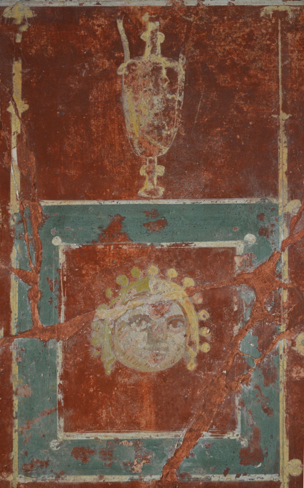 Détail d'une peinture murale © Site et Musée romains d'Avenches, photo Paul Lutz