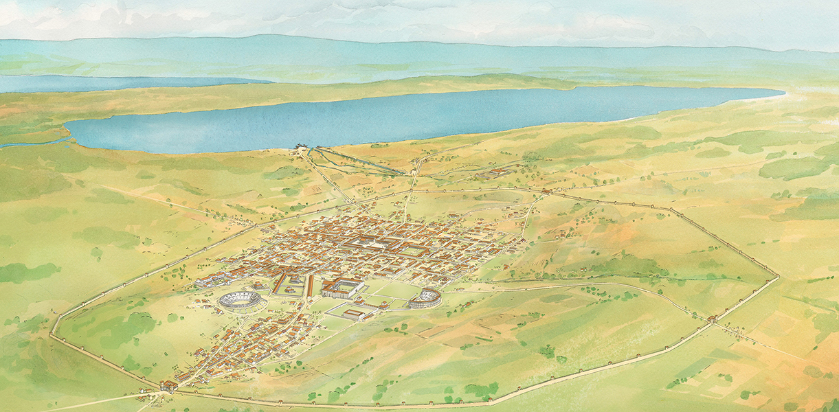 Vue aérienne de la ville d'Aventicum