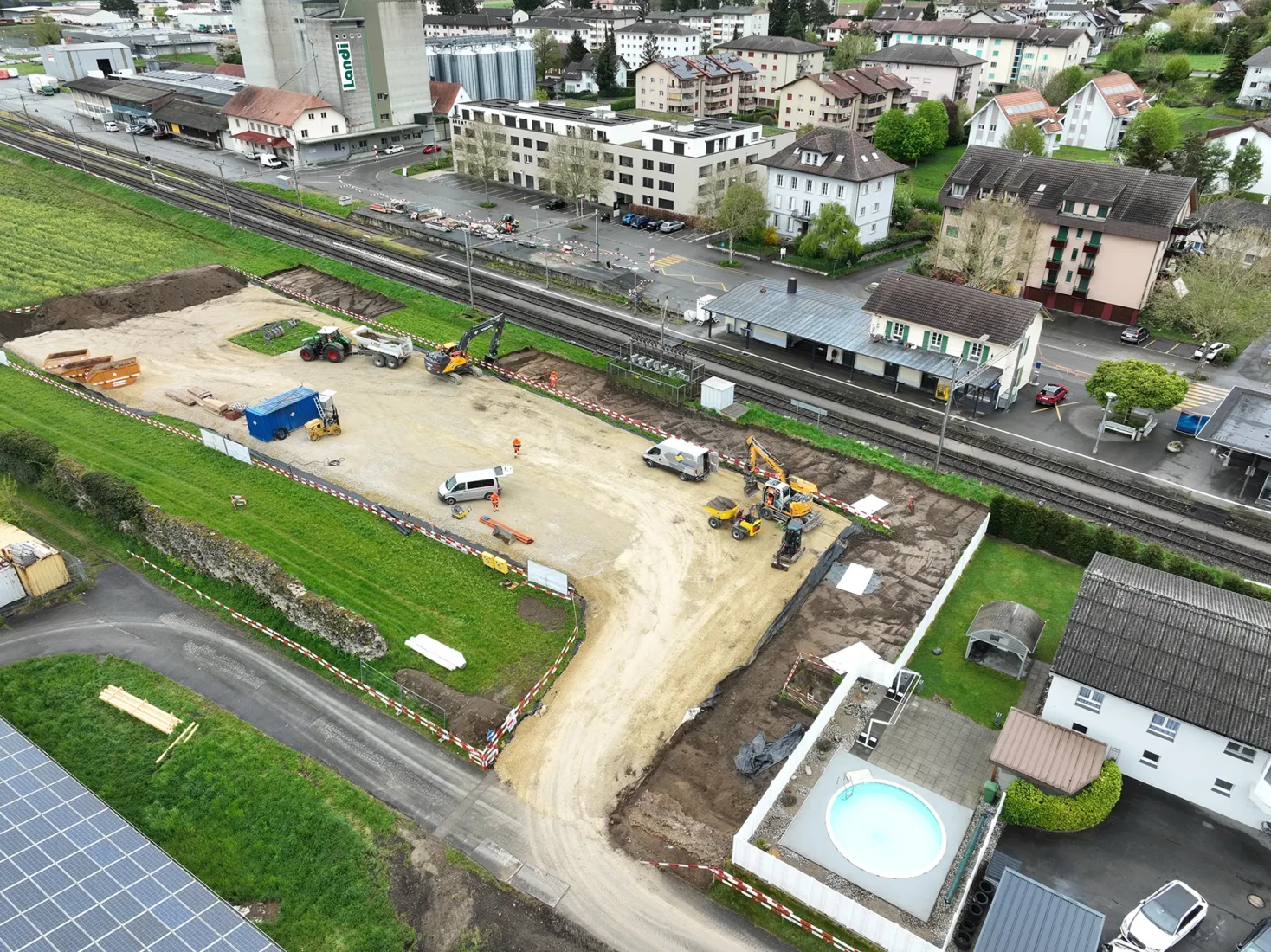 Secteur de la gare en cours de fouille