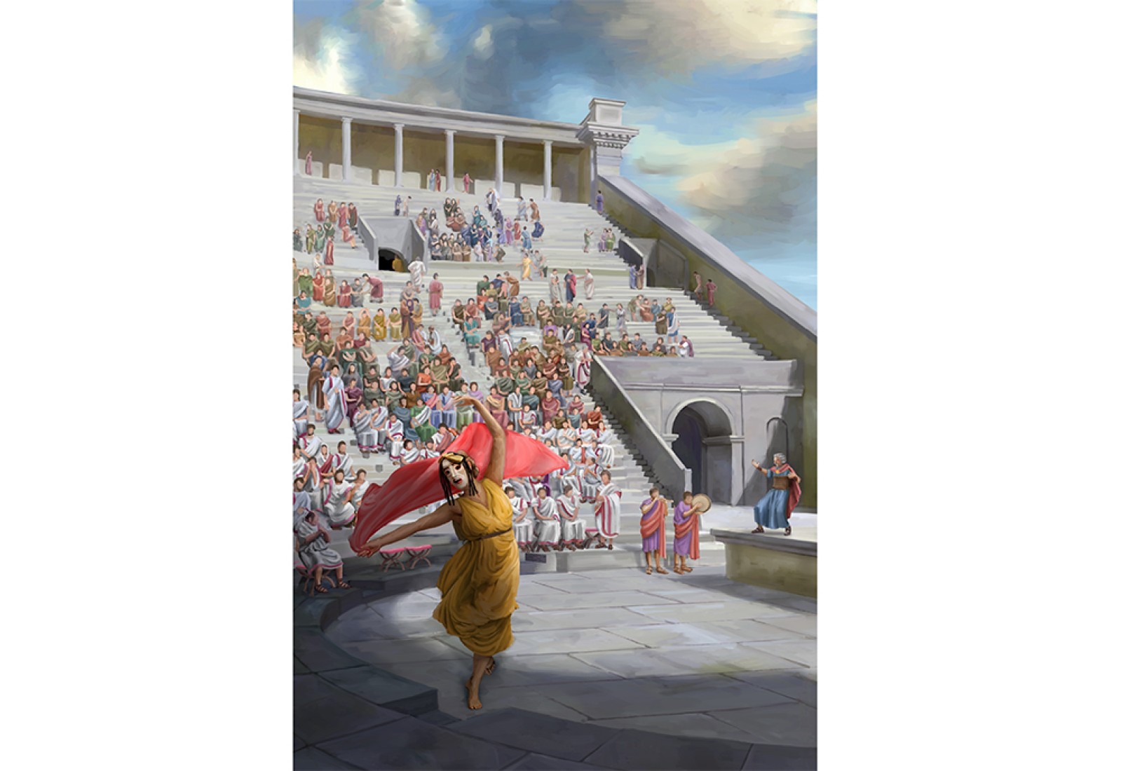Scène d'une représentation donnée dans le théâtre. Illustration Ph. Bürli
