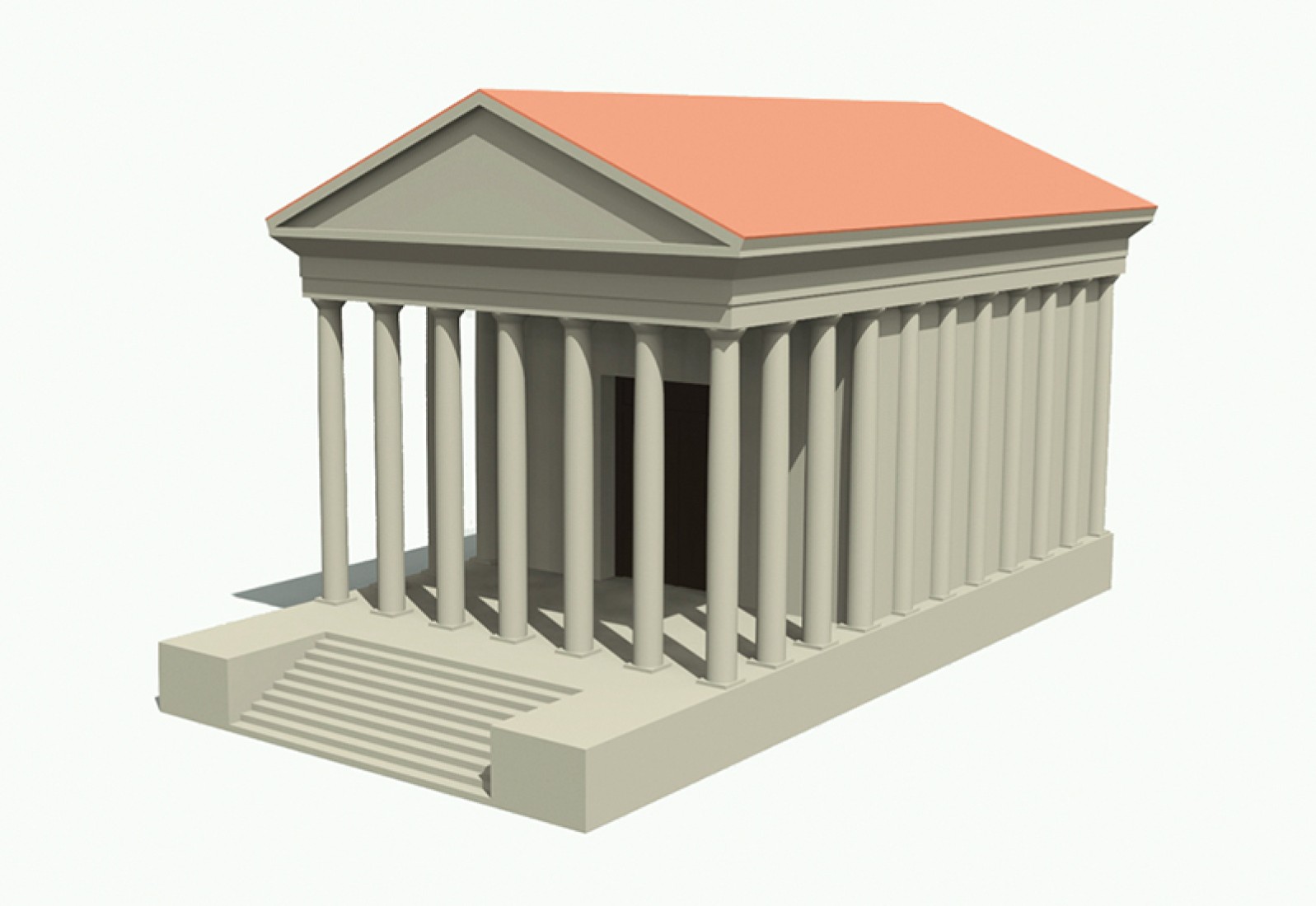 Reconstitution d'un temple romain classique. Modélisation L. Francey