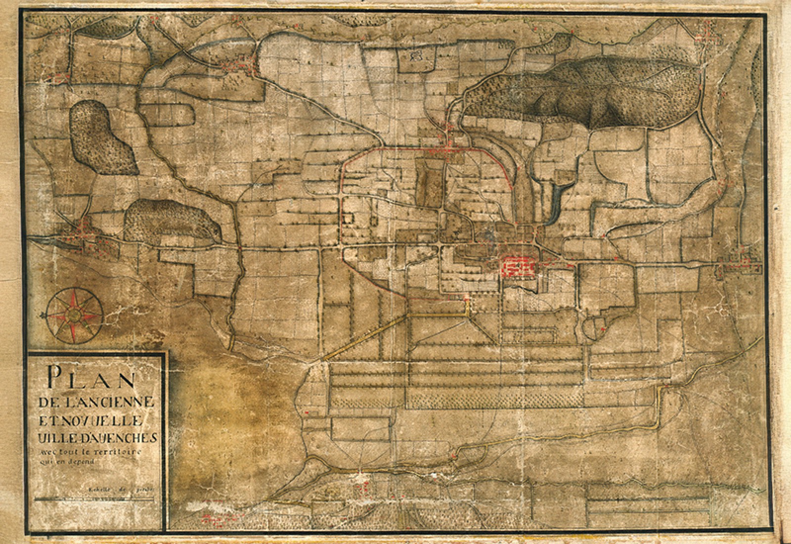 Plan détaillé de la ville d'Avenches par David Fornerod (1747)