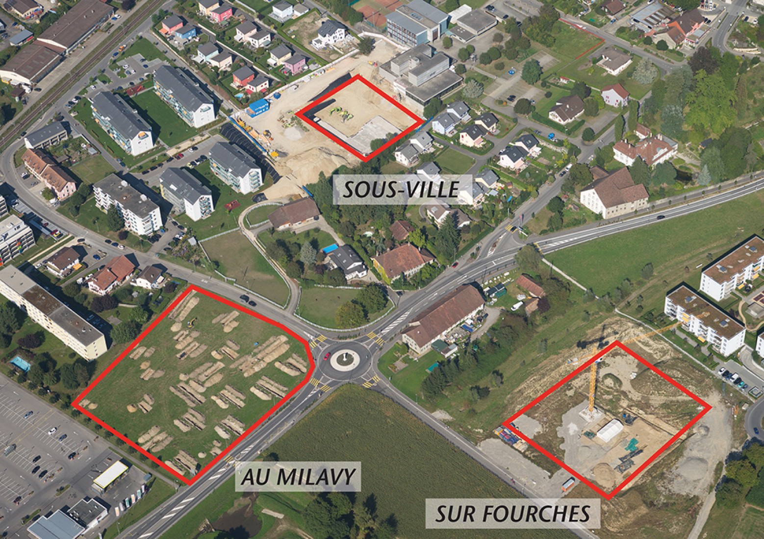 Vue aérienne des chantiers en cours à l'automne 2016