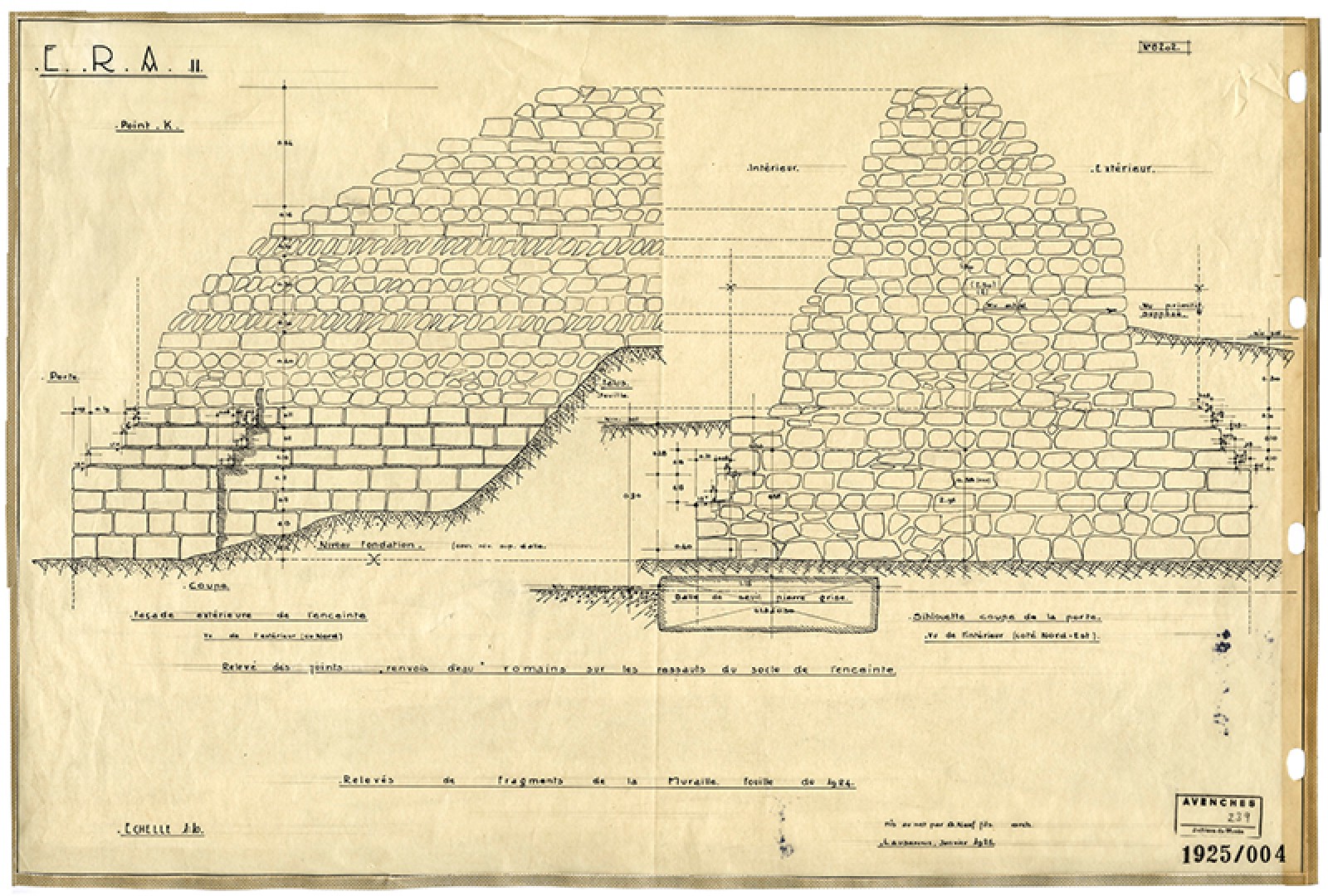 Relevé en coupe de la muraille réalisé en 1925